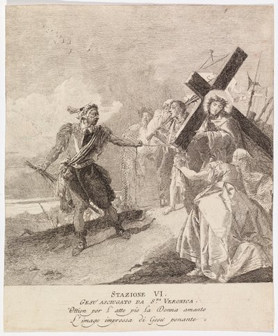 Kreuzweg - Station VI. Veronika wischt das Gesicht von Jesus von Giovanni Domenico Tiepolo