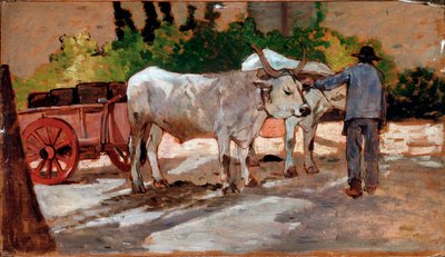 Karren mit Ochsen und Bauer von Giovanni Fattori