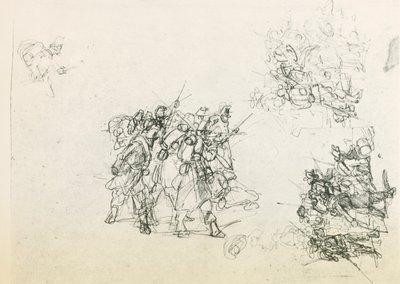 Drei Skizzen für Soldatengruppen von Giovanni Fattori