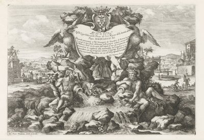 Brunnen mit Widmung an und Wappen von Livio Odescalchi von Giovanni Francesco Venturini