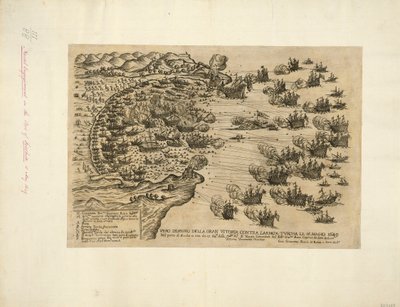 Wahre Darstellung des großen Sieges gegen die türkische Flotte am 15. Mai 1649 im Hafen von Focchie in Asien von Giovanni Giacomo De Rossi