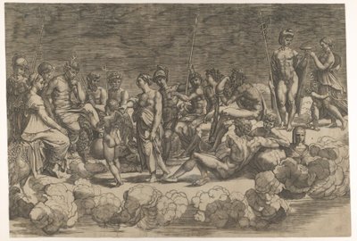 Versammlung der Götter nach der Deckenkomposition in der Loggia di Psiche, Villa Farnesina von Giovanni Jacopo Caraglio