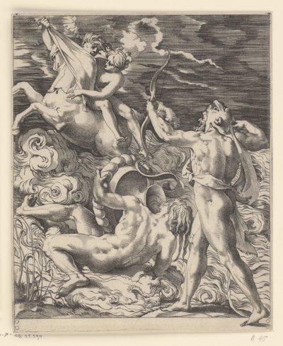 Herkules tötet den Zentaur Nessus (Szenen mit Herkules) von Giovanni Jacopo Caraglio