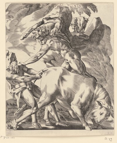 Herkules kämpft mit Cacus von Giovanni Jacopo Caraglio