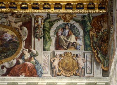 Detail aus dem Fresko des Palasthalls, Quirinalspalast, Rom von Giovanni Lanfranco