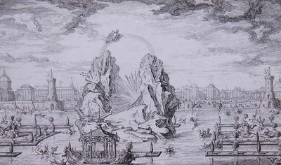 Feuerwerk zur Feier der Geburt des Dauphin (Sohn von Ludwig XV) graviert von Jean Dumont (Le Romain) (1701-81) 1730 von Giovanni Niccolo (after) Servandoni