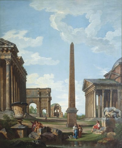 Ein Capriccio mit römischen Ruinen und einer Szene aus dem Leben des Belisarius von Giovanni Paolo Pannini