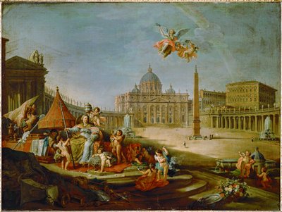 Der Petersplatz mit der Allegorie des Triumphs des Papsttums von Giovanni Paolo Pannini or Panini