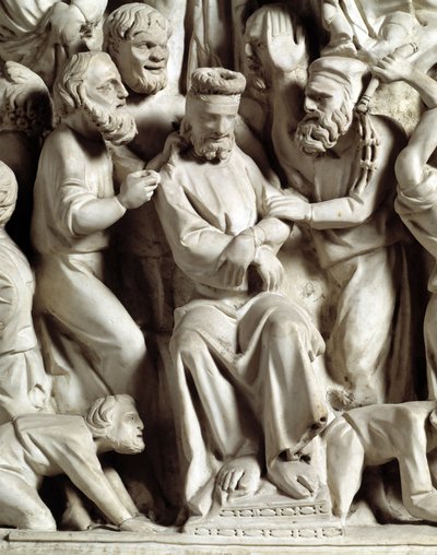 Detail der Reliefs des Stuhls: Jesus verspottet (Detail) von Giovanni Pisano