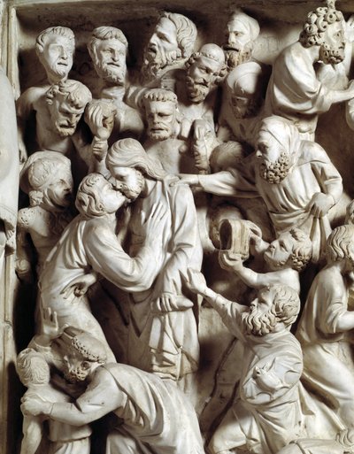 Detail der Reliefs des Stuhls: Der Kuss des Judas (Detail) von Giovanni Pisano