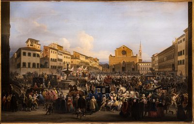 Berlingaccio auf dem Platz St. Croce in Florenz von Giovanni Signorini
