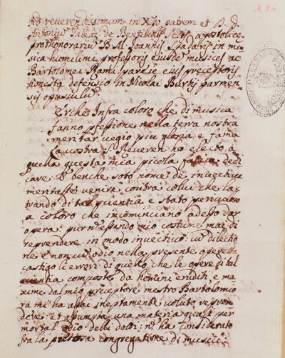 Handgeschriebene Seite eines Musikvertrags von Giovanni Spataro von Giovanni Spataro