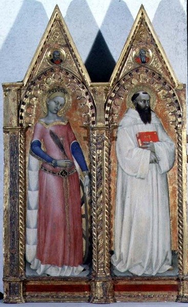 Hl. Katharina von Alexandria und Bernardo (Detail) von Giovanni da Milano