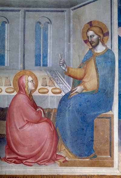 Das Leben der Jungfrau: Christus im Haus von Martha und Maria (Detail) von Giovanni da Milano