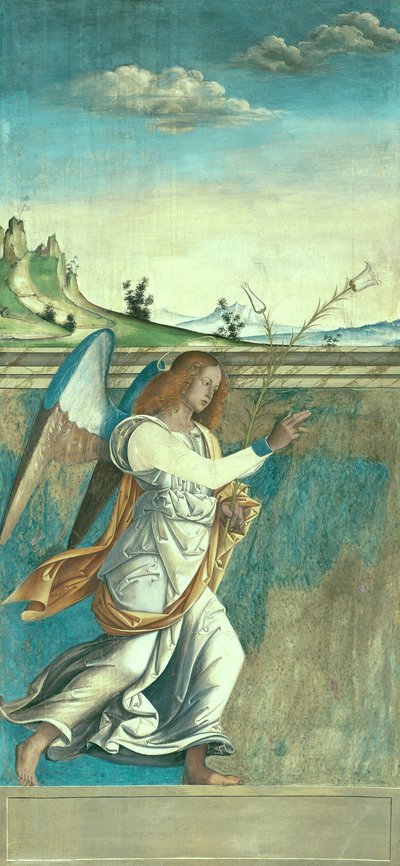 Erzengel Gabriel, Verkündigungstafel, ursprünglich Teil der Außenschalttafeln der Orgel in San Bartolomeo, Vicenza von Giovanni de