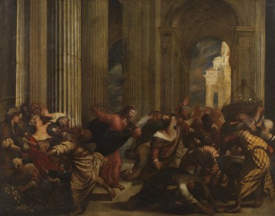 Christus vertreibt die Geldwechsler aus dem Tempel, ca. 1575-90 von Giovanni de Vecchi