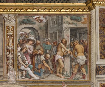 Zentrales Kirchenschiff, Fünfter südlicher Bogen, Geißelung Christi, Girolamo Romanino von Girolamo Romanino