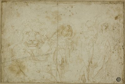 Blenheim-Palast-Sarkophag: Bacchanal mit Löwenkopf von Girolamo da Carpi