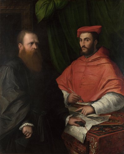 Kardinal Ippolito de Medici und Monsignore Mario Bracci von Girolamo da Carpi