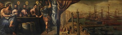 Der heilige Markus hilft drei Magistraten bei der Rekrutierung der Miliz für die Flotte, um 1586 von Giulio Angolo del Moro