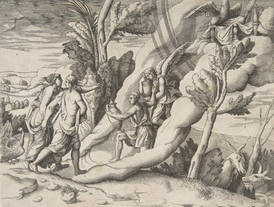 Jupiter und Juno werden im Himmel von Ganymed und Hebe empfangen, aus der 