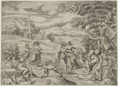 Merkur erzählt die Geschichte von Pan und Syrinx von Giulio Bonasone