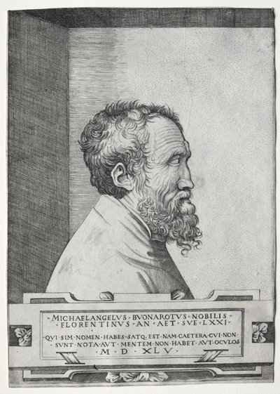 Porträt von Michelangelo im Profil nach rechts von Giulio Bonasone