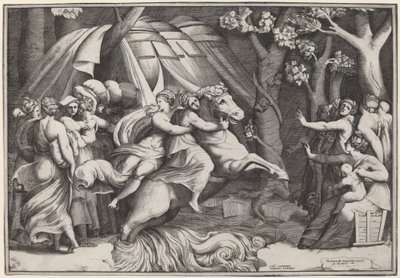 Clelia überquert den Tiber von Giulio Bonasone after Polidoro da Caravaggio