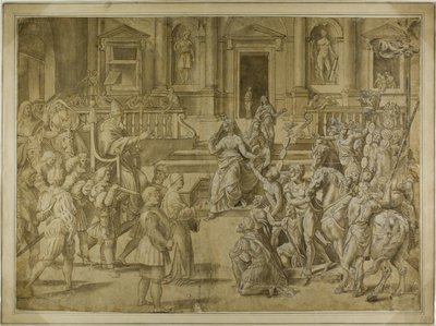 Papst Silvester segnet Kaiser Konstantin von Giulio Romano