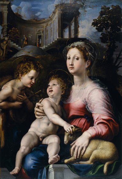 Die Madonna mit Kind und Johannes dem Täufer von Giulio Romano