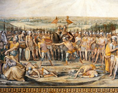 Kampf zwischen Horatiern und Kuratiern, Fresko im Saal der Horatier und Kuratier, Konservatorenpalast, Rom von Giuseppe Cesari