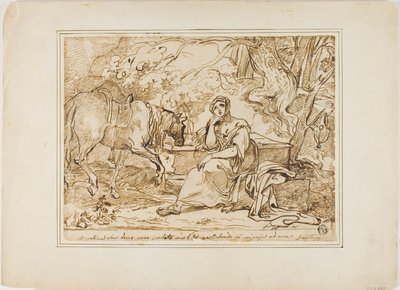 Angelica ruht an einem Brunnen von Giuseppe Bezzuoli