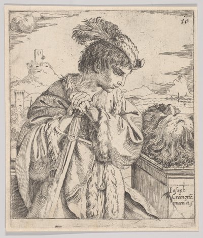 David betrachtet den Kopf von Goliath, 1620-30 von Giuseppe Caletti