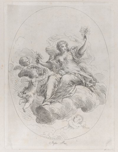 Allegorische Figur auf einer Wolke mit Putti, nach Stefano Pozzi, ca. 1745-1802 von Giuseppe Canale