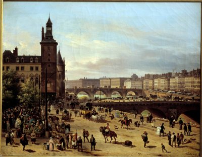 Blick auf den Blumenweg, den Uhrturm, die Pont au Change und die Pont-Neuf in Paris von Giuseppe Canella