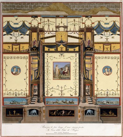Ein langer Wandabschnitt in einem Raum in einem Haus in Pompeji von Giuseppe Chiantarelli
