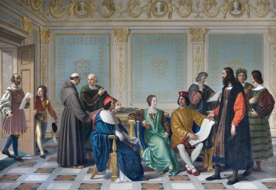Die Künstler am Hof von Ludovic Marie Sforza, bekannt als der Mohr (Ludovico Maria Sforza detto il Moro) von Giuseppe Diotti