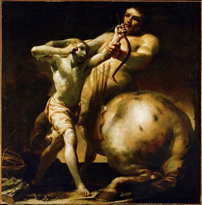 Zentaur Chiron lehrt den jungen Achill das Bogenschießen von Giuseppe Maria (1665 1747) Crespi