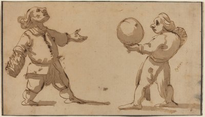 Eine Karikatur mit Ballspielern von Giuseppe Maria Mitelli