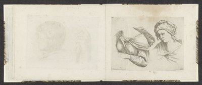 Oberkörper einer Frau und Büste einer Frau (Tekenvoorbeelden) von Giuseppe Maria Mitelli