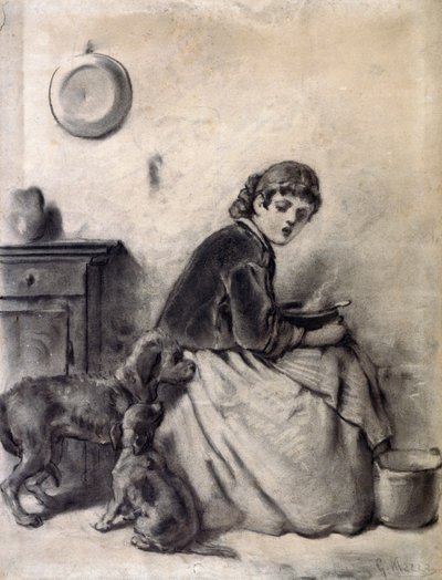Frau mit Hunden von Giuseppe Mazza