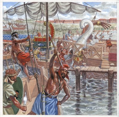 Die Plünderung von Ostia durch die kilikischen Piraten von Giuseppe Rava