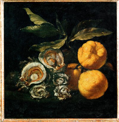 Stillleben mit Austern und Quitten von Giuseppe Recco