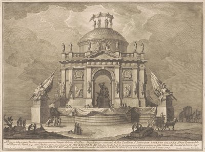 Die Prima Macchina für die Chinea von 1773: Der Tempel des Friedens von Giuseppe Vasi, after Giuseppe Palazzi, after Paolo Posi