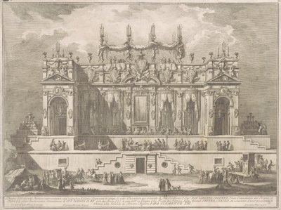 Die Seconda Macchina für die Chinea von 1764: Eine prächtige Galerie, die nachts beleuchtet wird von Giuseppe Vasi, after Giuseppe Palazzi, after Paolo Posi