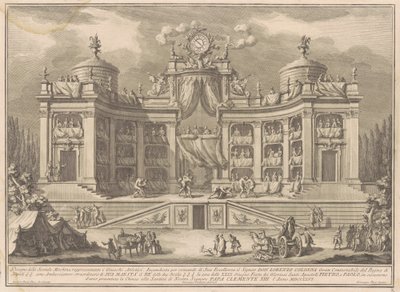 Die Seconda Macchina für die Chinea von 1766: Ein Theater für athletische Spiele von Giuseppe Vasi, after Giuseppe Palazzi, after Paolo Posi