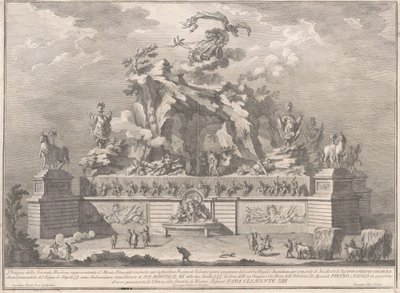 Die zweite Maschine für die Chinea von 1767: Der Ätna mit der Schmiede des Vulkan von Giuseppe Vasi, after Giuseppe Palazzi, after Paolo Posi