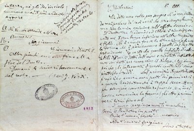 Handgeschriebener Brief von Giuseppe Verdi an Aida-Librettist Antonio Ghislanzoni von Giuseppe Verdi