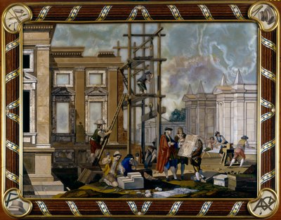 Tafel mit Pietre Dure Intarsien, Architektur darstellend von Giuseppe Zocchi