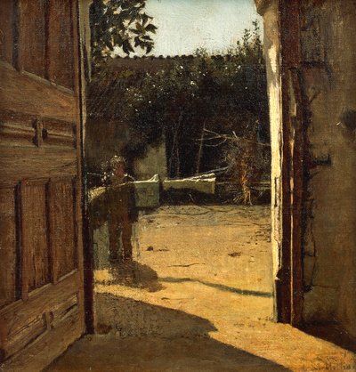 Hof im Sonnenlicht, Innenhof eines Landhauses von Giuseppe or Joseph de Nittis